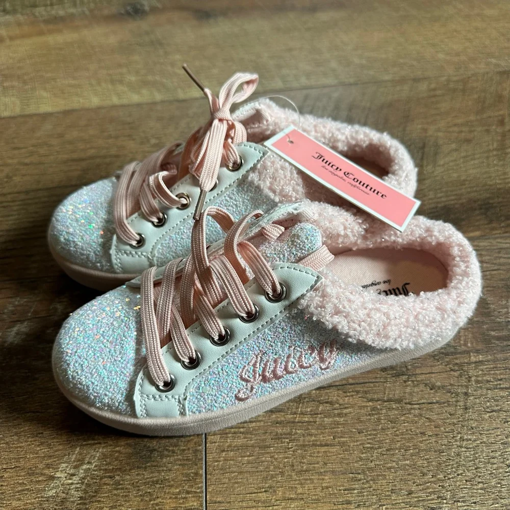 Girls Juicy Couture Slippers 13 (Little Girl) White Pink Glitter